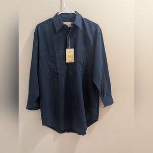 NWT Vintage Art of Silk Fuji Silk Shirt - Sandwashed Blue - Men’s S (Fits M)
